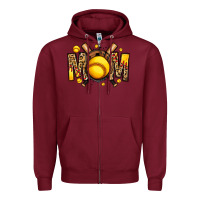 Burgundy softball mom Zipper Hoodie - Jasminsmagicworld