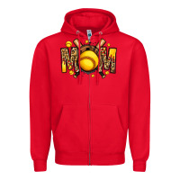 Red softball mom Zipper Hoodie - Jasminsmagicworld