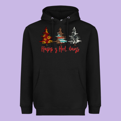 Happy Holidays Christmas Trees Heavyweight Hoodie Designed By Jasminsmagicworld