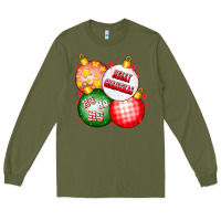 Army Green merry christmas ball Long Sleeve Tee - CowhideDigitalArt