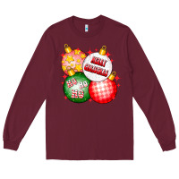 Burgundy merry christmas ball Long Sleeve Tee - CowhideDigitalArt