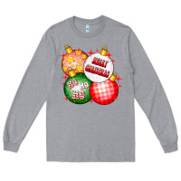 Heather Grey merry christmas ball Long Sleeve Tee - CowhideDigitalArt