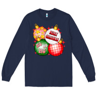 Navy merry christmas ball Long Sleeve Tee - CowhideDigitalArt