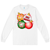 White merry christmas ball Long Sleeve Tee - CowhideDigitalArt