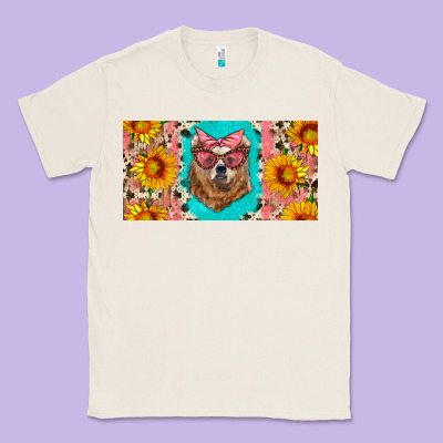 Mama Bear With Sunflowers And Glasses License Plate Classic Tee Designed By Artiststas