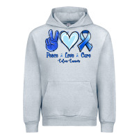 Heather Grey Peace Love Cure Colon Cancer Urban Hoodie - Jasminsmagicworld