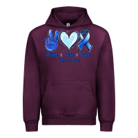 Mauve Wine Peace Love Cure Colon Cancer Urban Hoodie - Jasminsmagicworld