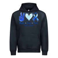 Navy Peace Love Cure Colon Cancer Urban Hoodie - Jasminsmagicworld