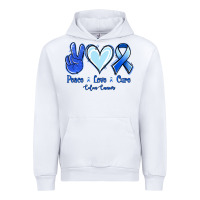 White Peace Love Cure Colon Cancer Urban Hoodie - Jasminsmagicworld