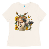 Bone Black And White Cow Coffee Ladies Tee - FaDigitalArtStudio