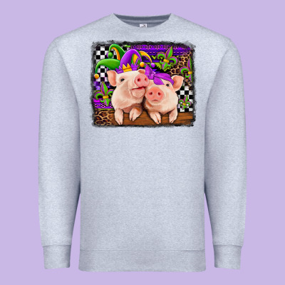 Mardi Gras Western Leopard Pigs Premium Sweatshirt Designed By Jasminsmagicworld