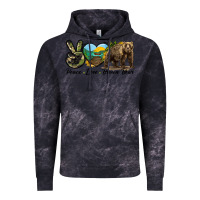 Cloud Black Peace Love Brown Bear Vintage Hoodie - LillyAllenDesigns