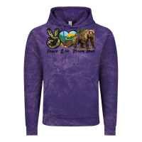 Cloud Purple Peace Love Brown Bear Vintage Hoodie - LillyAllenDesigns