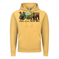 Vintage Mustard Peace Love Brown Bear Vintage Hoodie - LillyAllenDesigns