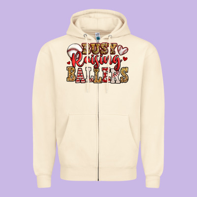 Busy Raising Ballers Baseball Zipper Hoodie Designed By Jasminsmagicworld