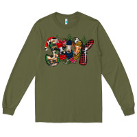 Army Green joy Christmas cows Long Sleeve Tee - CowhideDigitalArt