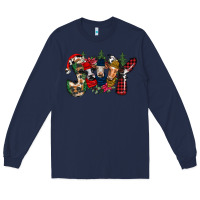 Navy joy Christmas cows Long Sleeve Tee - CowhideDigitalArt
