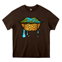 Chocolate Brown summer vibes pineapple lips Heavy Core Tee - Jasminsmagicworld