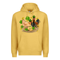 Antique Gold st patricks day farm chicken rooster chick  shamrock gold Premium Hoodie - Artiststas