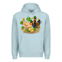 Blue Mist st patricks day farm chicken rooster chick  shamrock gold Premium Hoodie - Artiststas