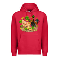 Cardinal st patricks day farm chicken rooster chick  shamrock gold Premium Hoodie - Artiststas