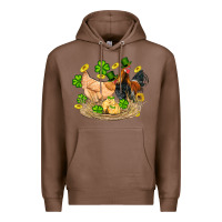 Chestnut st patricks day farm chicken rooster chick  shamrock gold Premium Hoodie - Artiststas