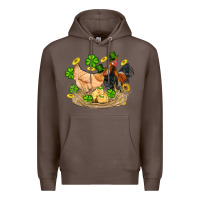 Coffee st patricks day farm chicken rooster chick  shamrock gold Premium Hoodie - Artiststas