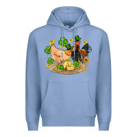 Colony Blue st patricks day farm chicken rooster chick  shamrock gold Premium Hoodie - Artiststas