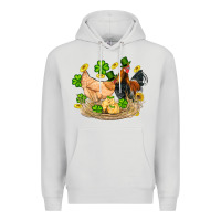 Dove Grey st patricks day farm chicken rooster chick  shamrock gold Premium Hoodie - Artiststas