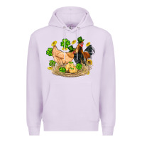 Lilac st patricks day farm chicken rooster chick  shamrock gold Premium Hoodie - Artiststas