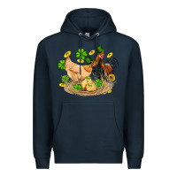 Navy st patricks day farm chicken rooster chick  shamrock gold Premium Hoodie - Artiststas