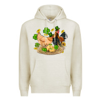 Oatmeal Heather st patricks day farm chicken rooster chick  shamrock gold Premium Hoodie - Artiststas