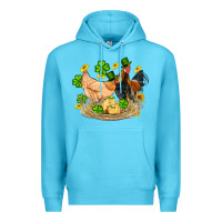 Ocean Blue st patricks day farm chicken rooster chick  shamrock gold Premium Hoodie - Artiststas