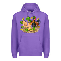 Purple st patricks day farm chicken rooster chick  shamrock gold Premium Hoodie - Artiststas