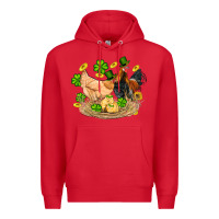 Red st patricks day farm chicken rooster chick  shamrock gold Premium Hoodie - Artiststas
