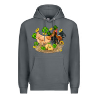 Rock st patricks day farm chicken rooster chick  shamrock gold Premium Hoodie - Artiststas