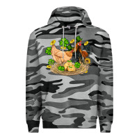 Slate Camo st patricks day farm chicken rooster chick  shamrock gold Premium Hoodie - Artiststas