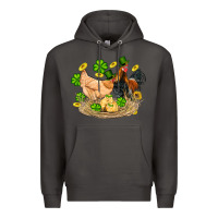 Smoke st patricks day farm chicken rooster chick  shamrock gold Premium Hoodie - Artiststas