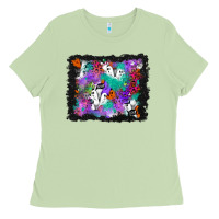 Matcha halloween ghost and turquoise glitter background Ladies Tee - BundleAndBundleShop