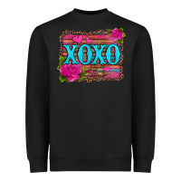 Black xoxo valentine's day pink roses and hearts Heavyweight Sweatshirt - Jasminsmagicworld
