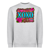 Xoxo Valentine's Day Pink Roses And Hearts Heavyweight Sweatshirt | Teevron
