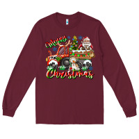 Burgundy Merry Christmas  tractor Long Sleeve Tee - CowhideDigitalArt