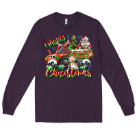 Plum Merry Christmas  tractor Long Sleeve Tee - CowhideDigitalArt