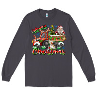 Smoke Merry Christmas  tractor Long Sleeve Tee - CowhideDigitalArt