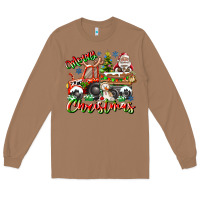 Toasted Coconut Merry Christmas  tractor Long Sleeve Tee - CowhideDigitalArt