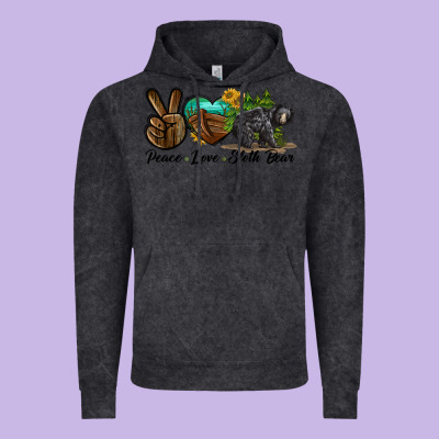 Peace Love Sloth Bear Vintage Hoodie Designed By Lillyallendesigns