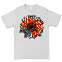 Dove Grey American Flag sunflower 4th of july Premium Tee - FaDigitalArtStudio