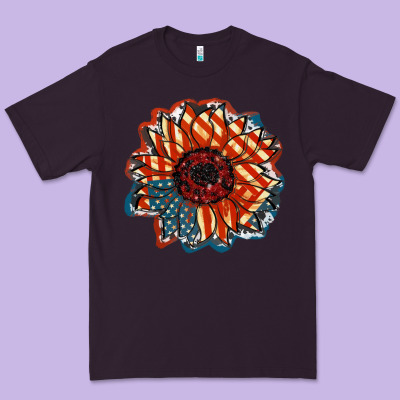 American Flag Sunflower 4th Of July Premium Tee Designed By Fadigitalartstudio