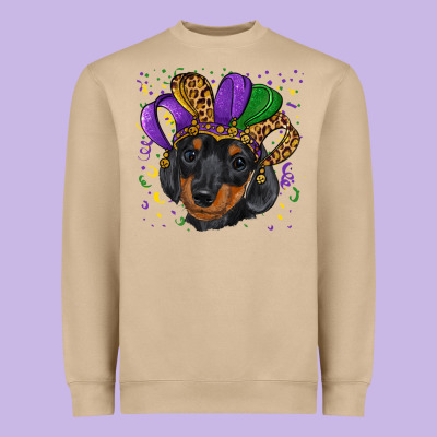 Mardi Gras Hat Dachshund Puppy Heavyweight Sweatshirt Designed By Ranaportraitstore