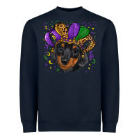 Navy mardi gras hat dachshund puppy Heavyweight Sweatshirt - RanaPortraitStore